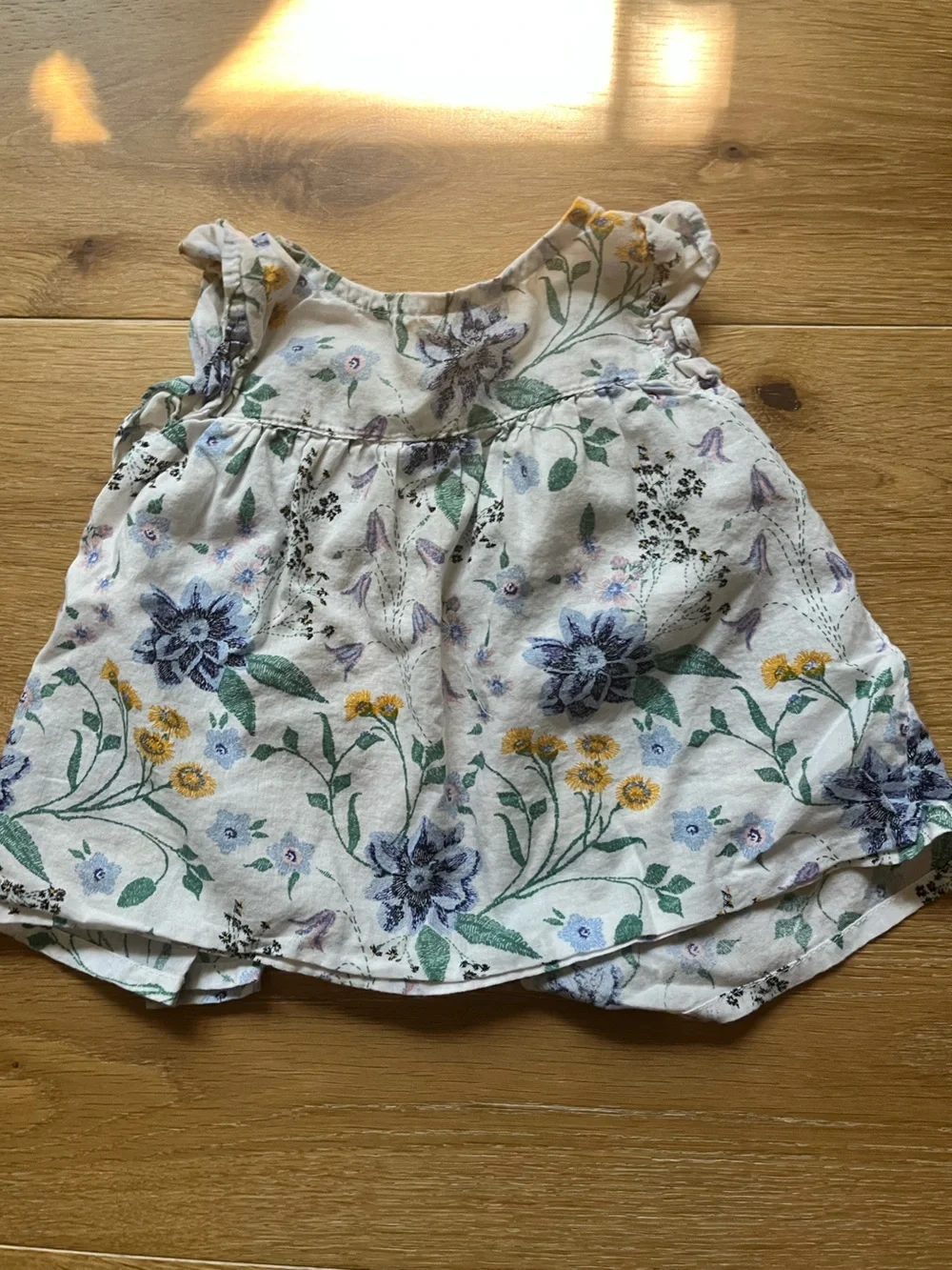 Old Navy Baby Floral Sleeveless Dress - White with Blue, Yellow & Green Print